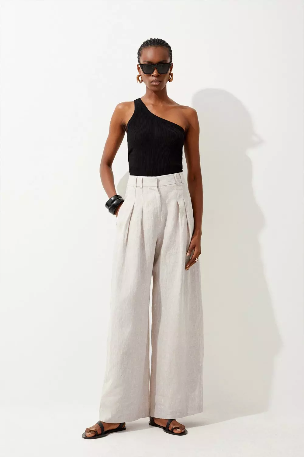 Linen Wide Leg Pants | Karen Millen